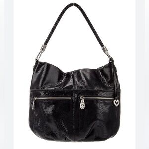 Brighton Barbados Collection black snake embossed shoulder bag